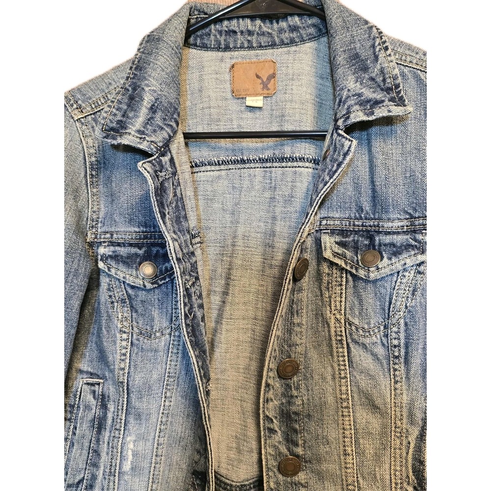 American Eagle Distressed Jean Jacket Women's Size SP - Picture 3 of 6